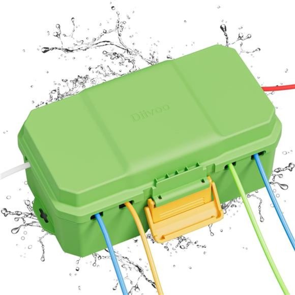 Waterproof Electrical Box,   Large Size 6 Cable Seal Entry, Green - Picture 1 of 6